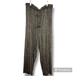 Torrid Glitter Stripe Wide Leg Pant Size 3 3x 22/24 Black Gold Silver